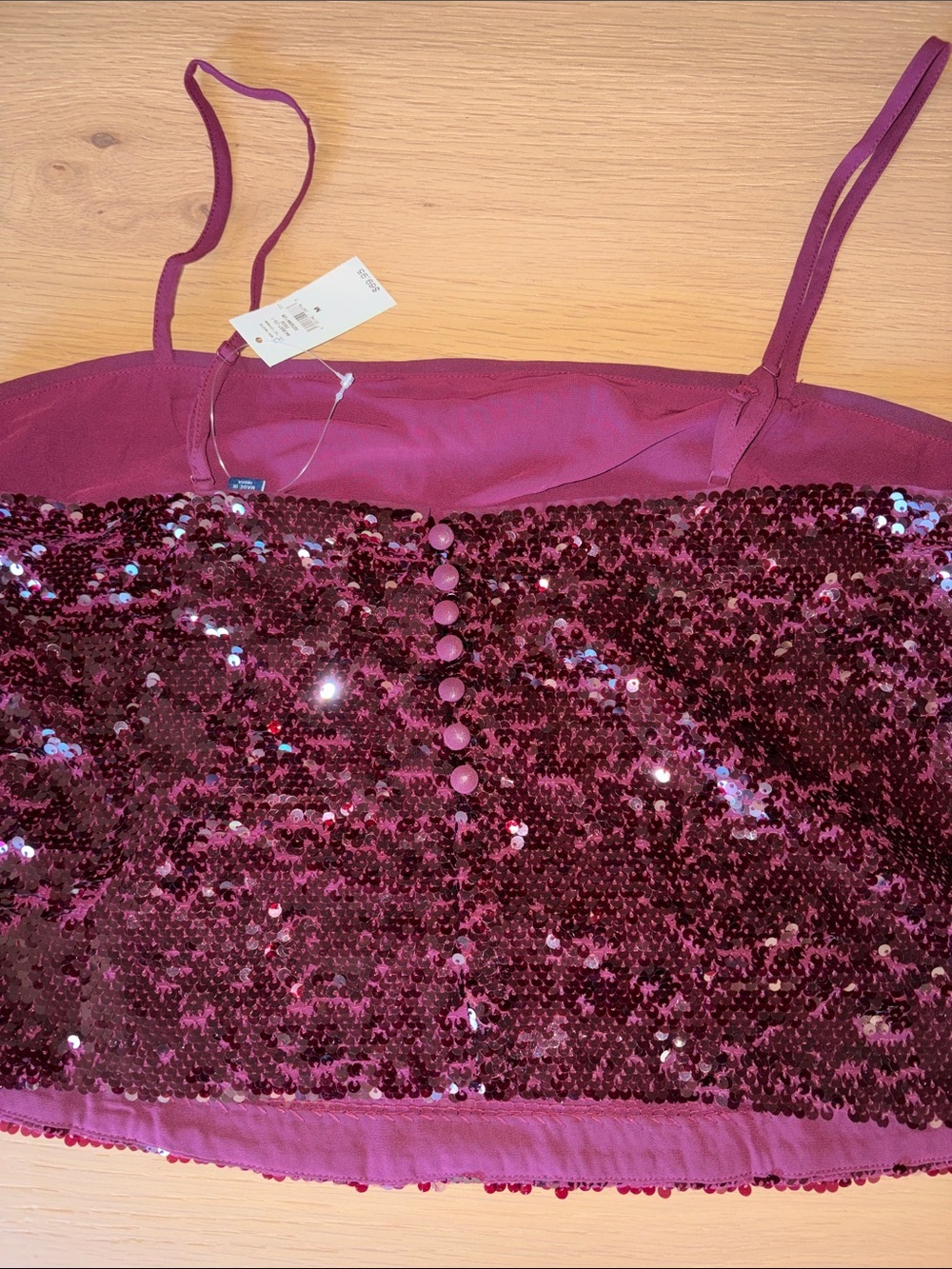 NWT Gap Sequined Crop Top in Deep Plum - Picture 4 of 5